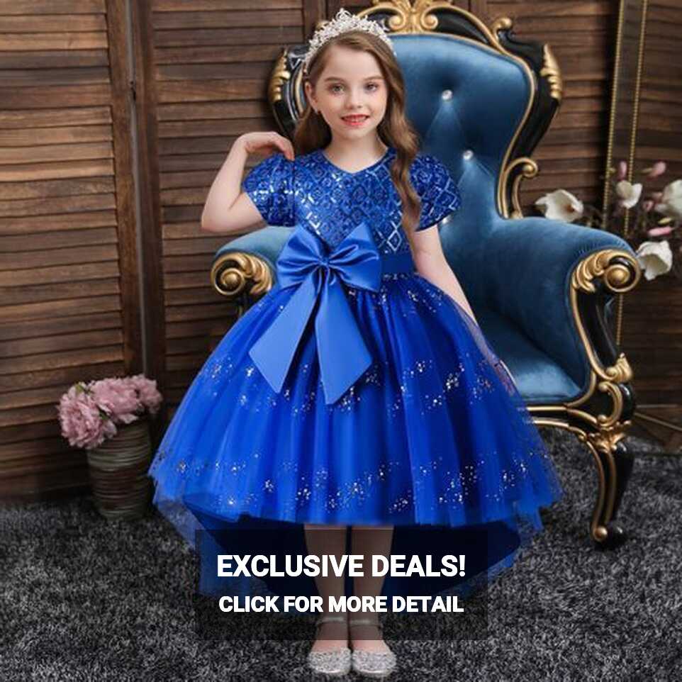 Fashion Girls Children Kids New Arrival Long Tail Sequins Wedding ...