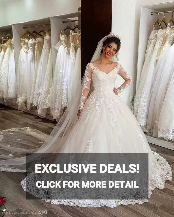 Fashion Lace Princess Wedding Dresses Illusion Long Sleeves ...