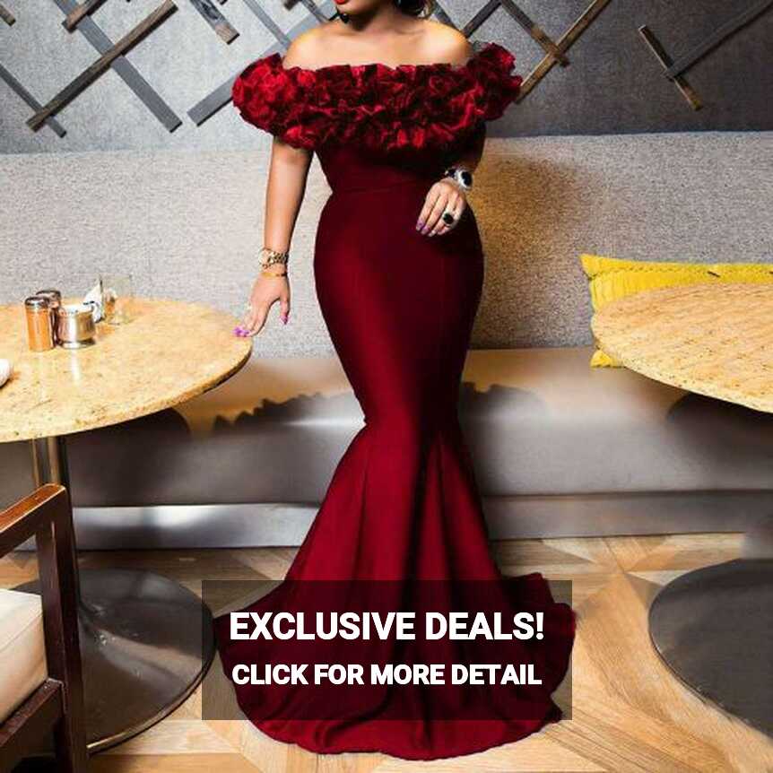 Fashion Luxury Party Elegant Woman Evening Gown Plus Size Slim ...