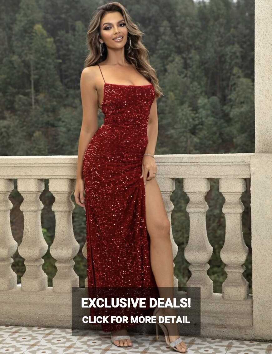 Fashion Nova Size M Prom Plunge Red Side Slit Dress on Queenly