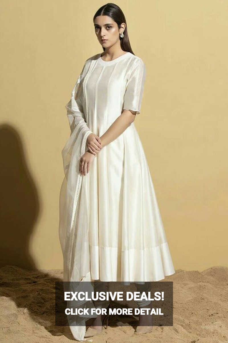 Fashionable Plain White Anarkali Suit LSTV114674