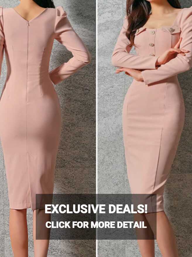 Fashionable Puff Sleeve Bodycon Dress – Stylesplash