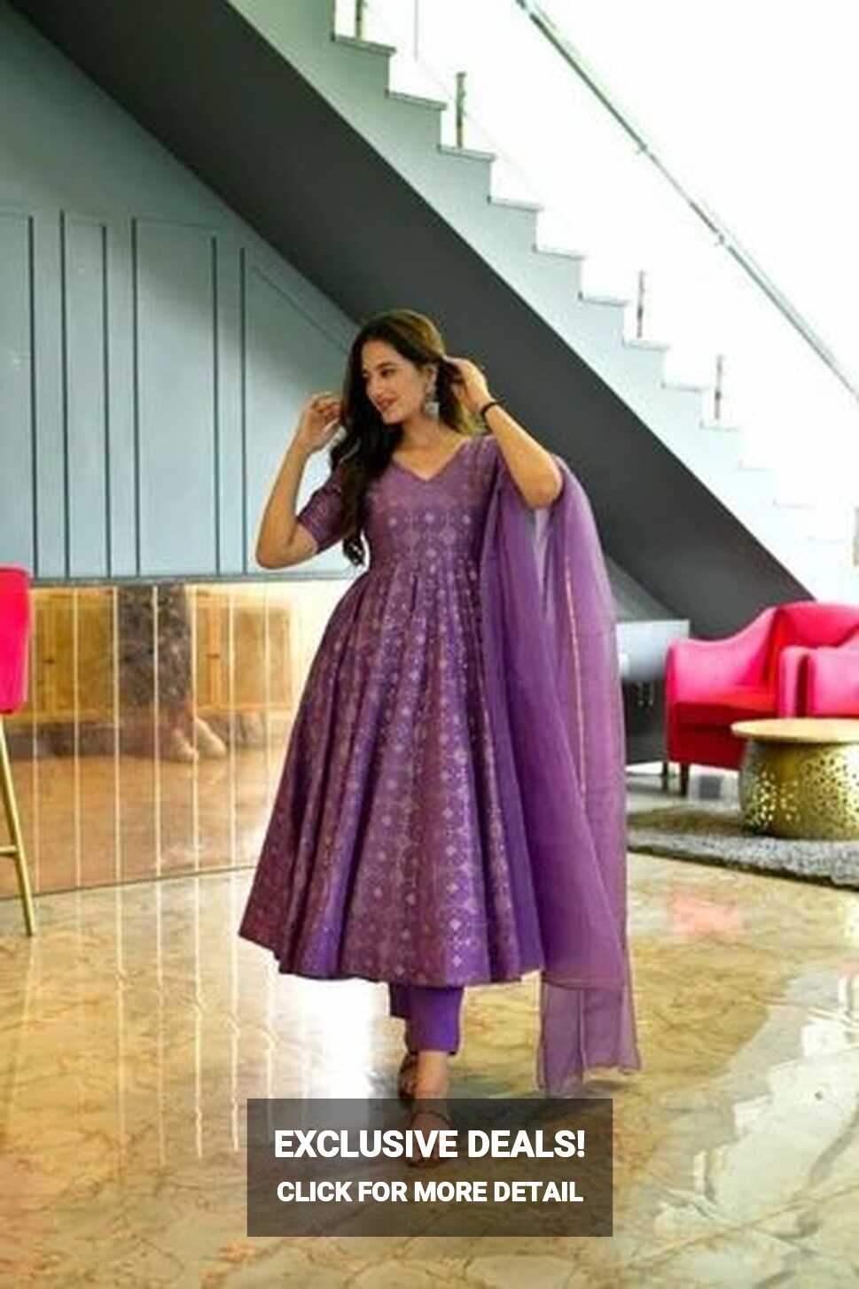 Faux designer georgette purple color long gown with dupatta, Size ...