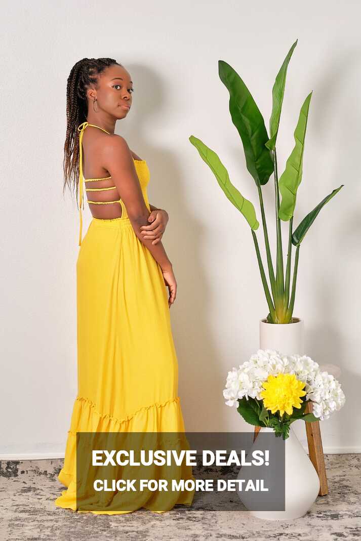 Feeling Like Sunshine Halter Backless Maxi Dress – Be Maraki