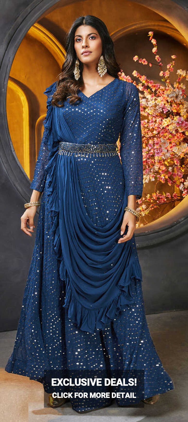 Festive, Party Wear Blue color Georgette fabric Gown : 1813539