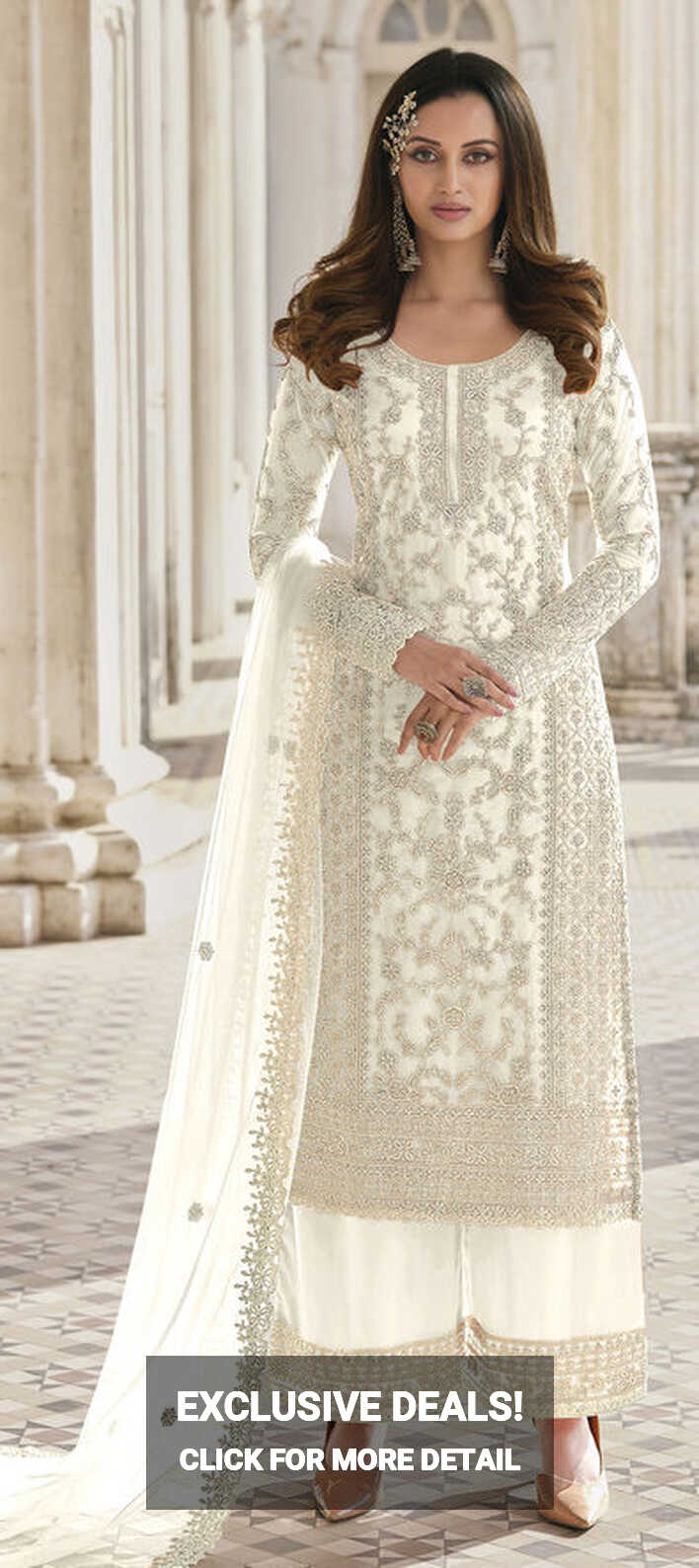 Festive, Party Wear White and Off White color Net fabric Salwar ...