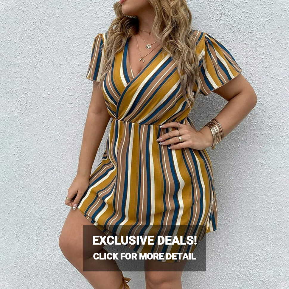 Finelylove Plus Size Wrap Dress, V-Neck Party &amp; Wedding Long Dress ...