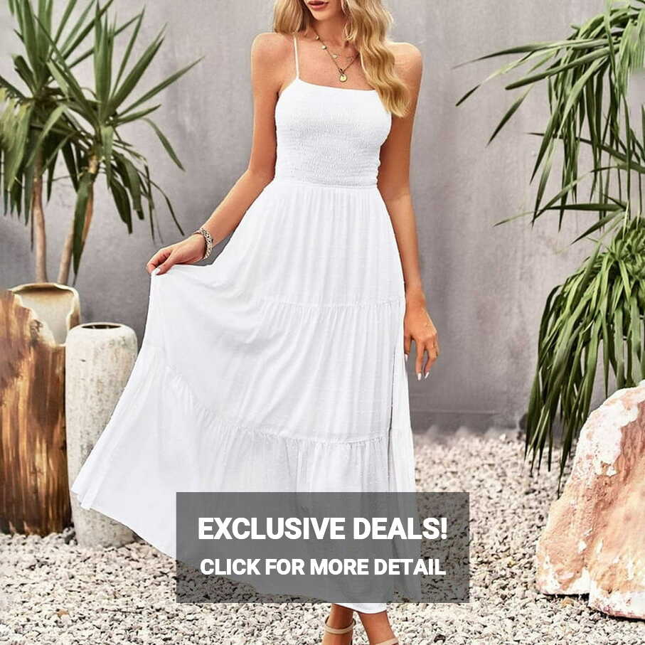 Finelylove Summer Party Dress, Women&#39;s Midi V-Neck Sleeveless ...