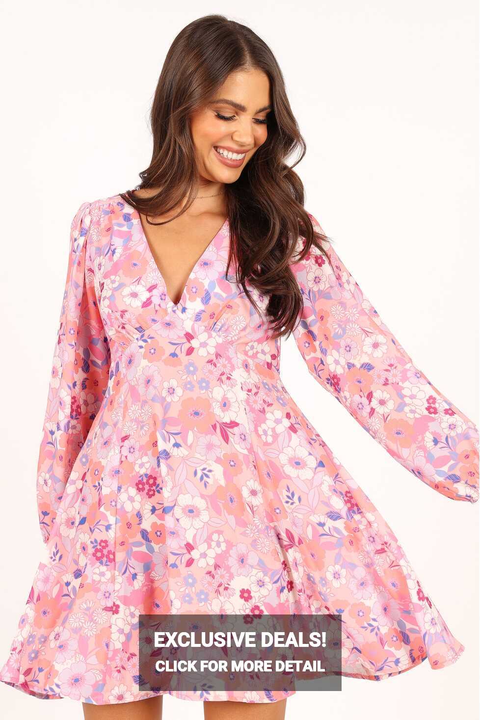 Finnick Long Sleeve Mini Dress - Pink Floral - Petal &amp; Pup