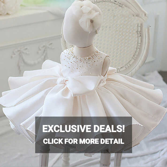 First Communion Dress Baby Girl Formal Princess Dress Toddler Bow ...