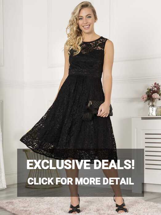 Fit &amp; Flare Lace Prom Bridesmaid Dress, Black – Jolie Moi Retail