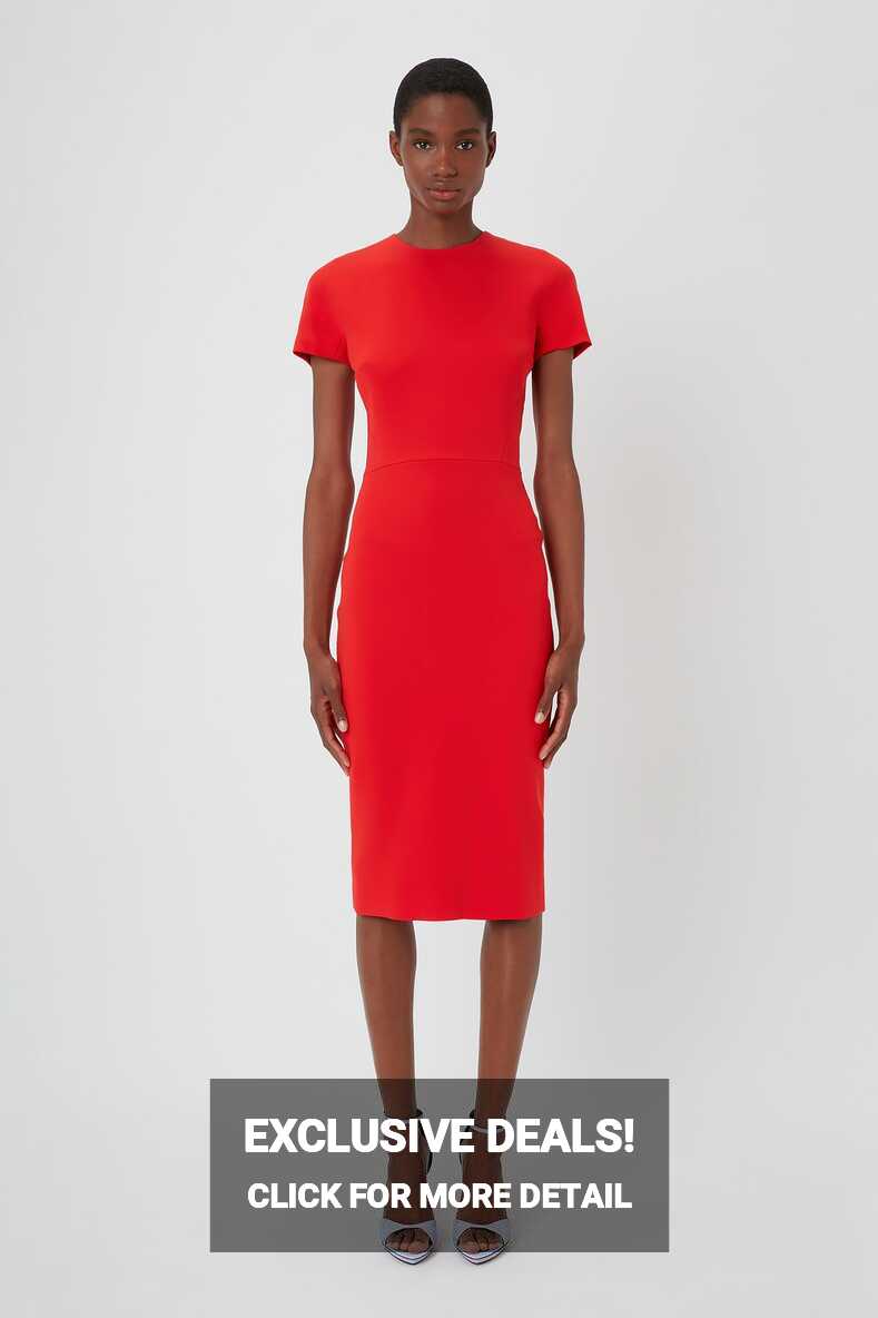 Fitted T-shirt Dress In Bright Red – Victoria Beckham UK