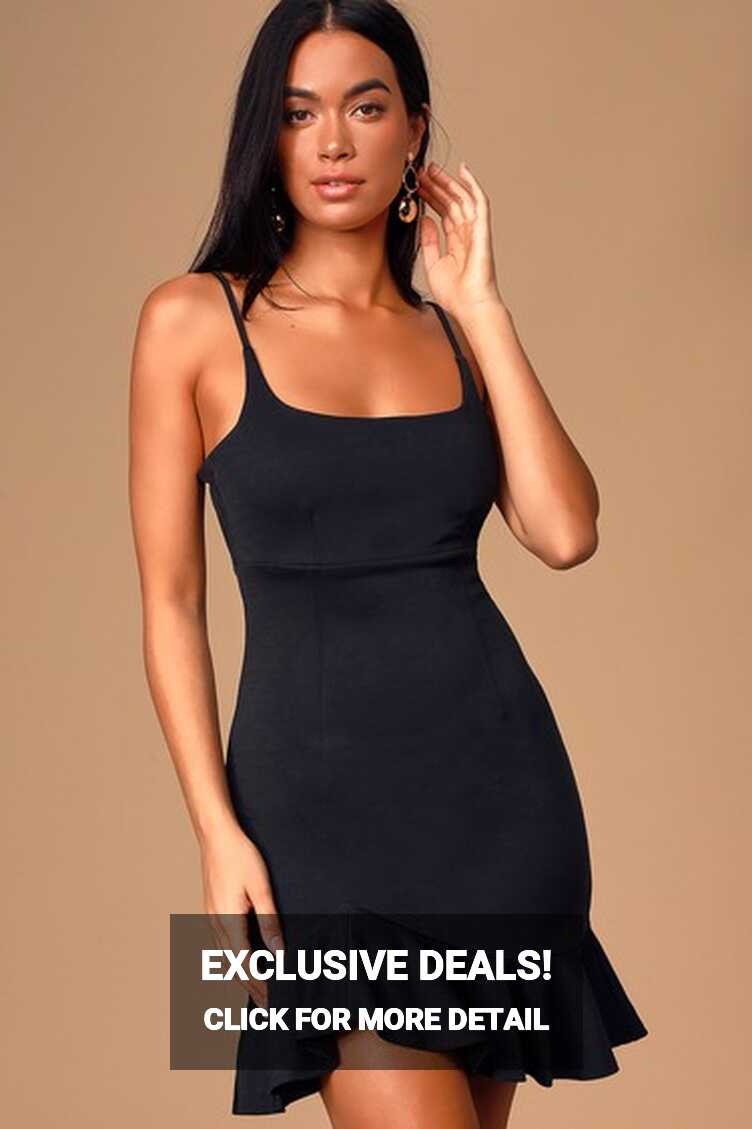 Flirty Black Mini Dress - Bodycon Dress - Ruffled Mini Dress - Lulus