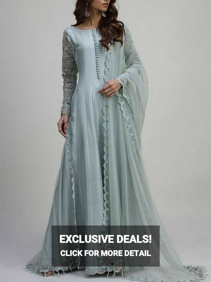 Floor Length Anarkali Gown, Designer Long Anarkali Dress, Plus ...