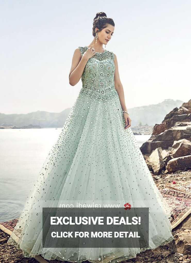 Floor Length Heavy Wedding Net Gown