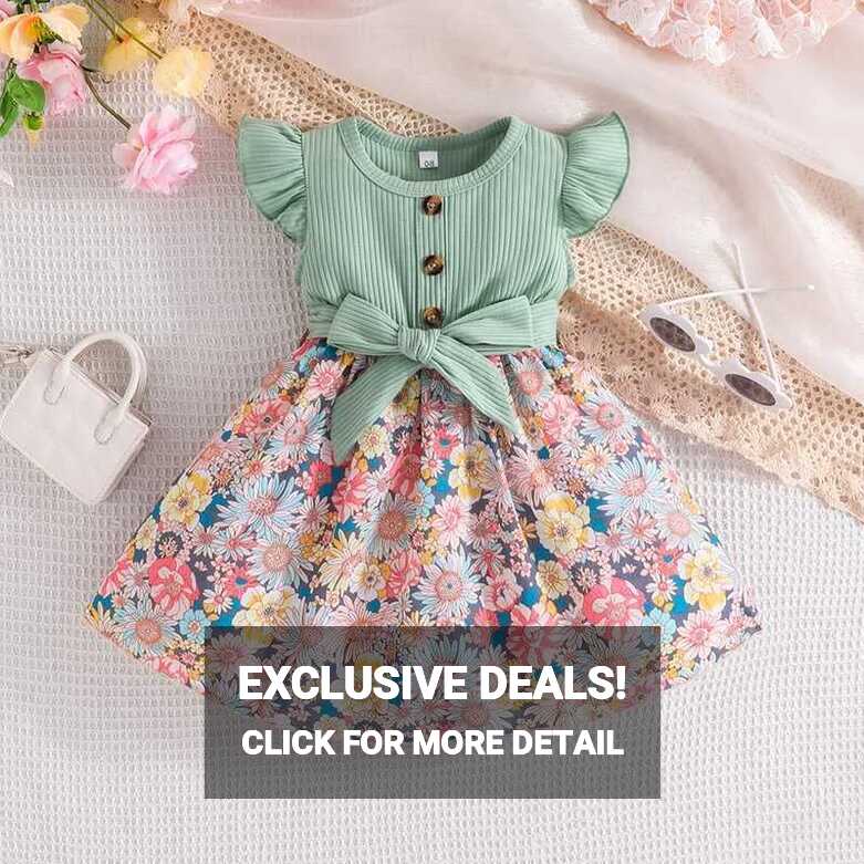 Floral 2t Princess Dress For Girls 1 6 Years Cute Ruffle Sleeve ...