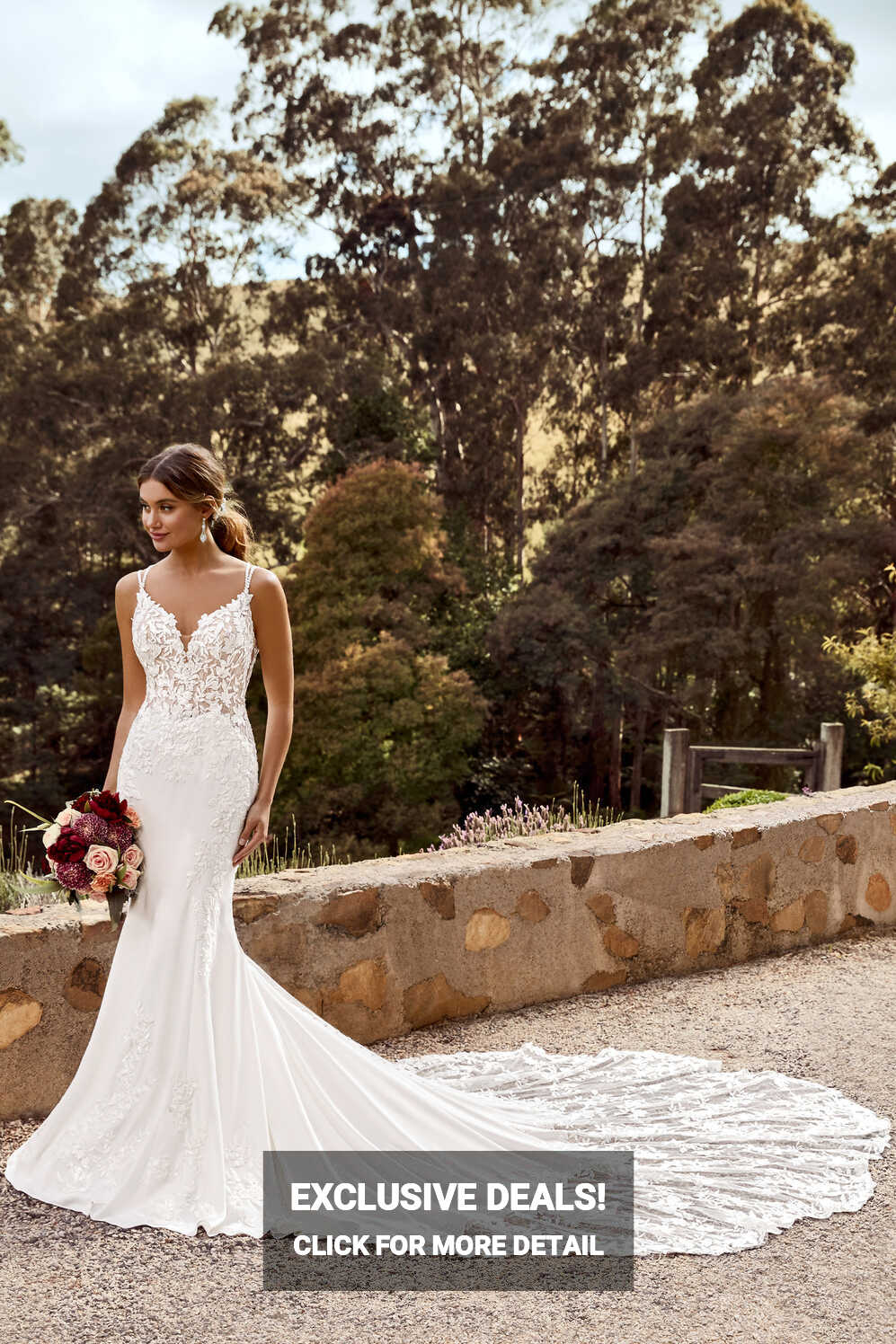 Floral Crepe Wedding Dress with Lace Train | Sophia Tolli