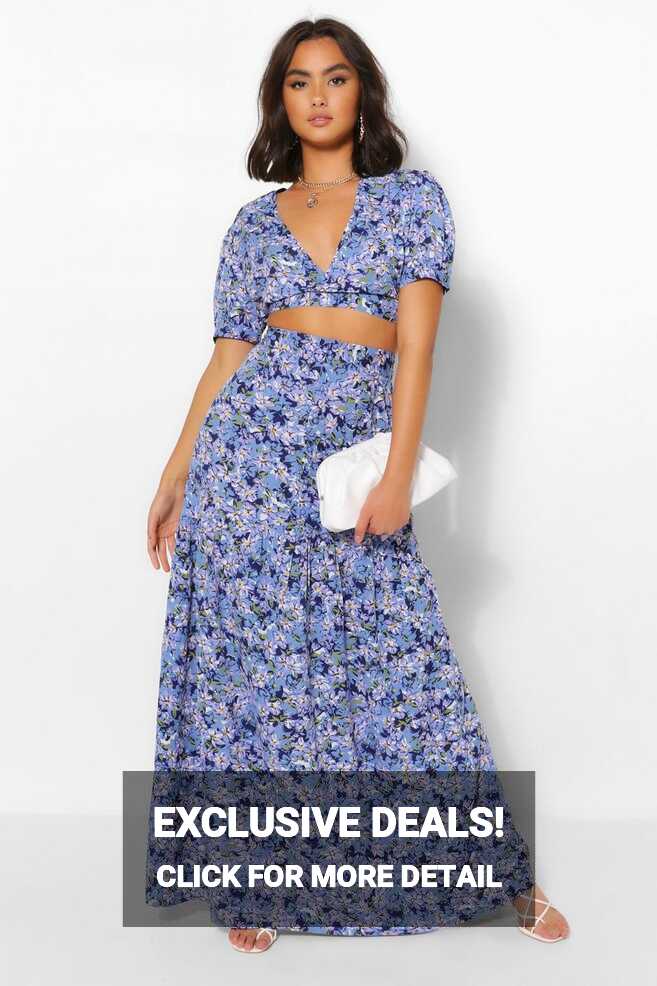 Floral Crop Top &amp; Maxi Skirt Co-ord Set | boohoo FI