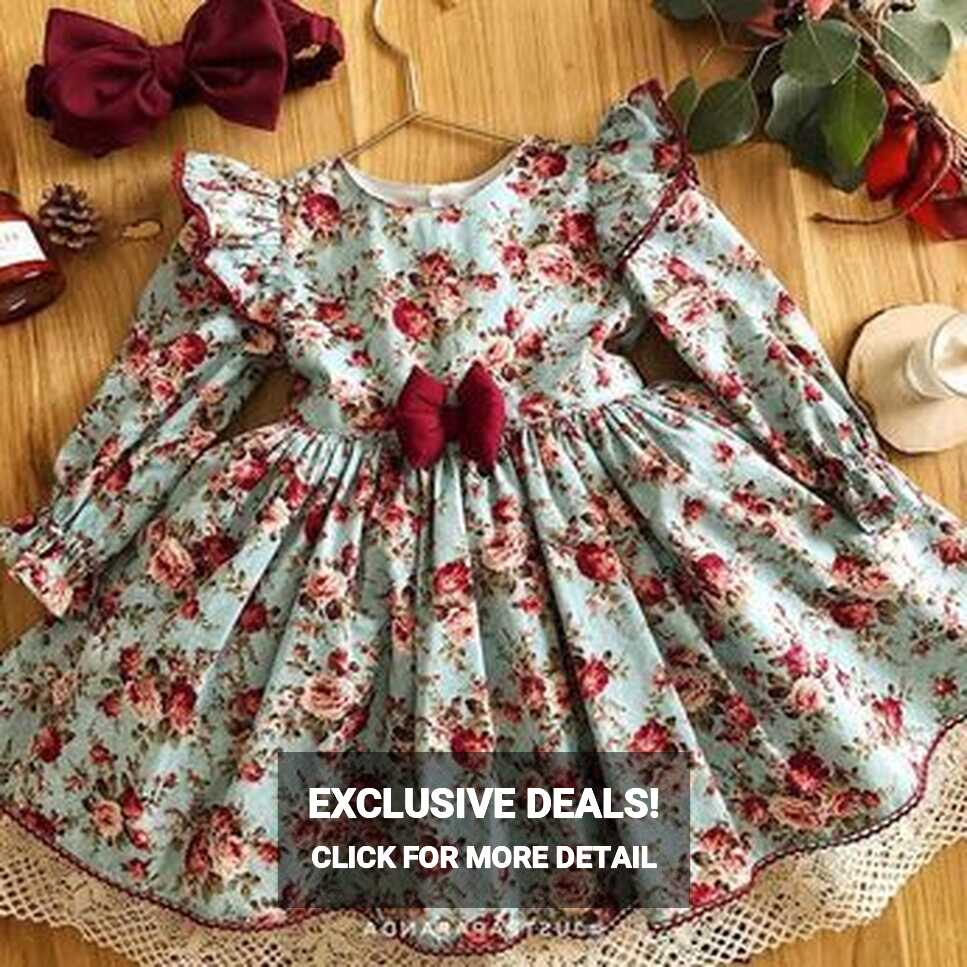 Floral Eid Dress for Baby Girl and Toddler, Vintage Cotton Dress ...