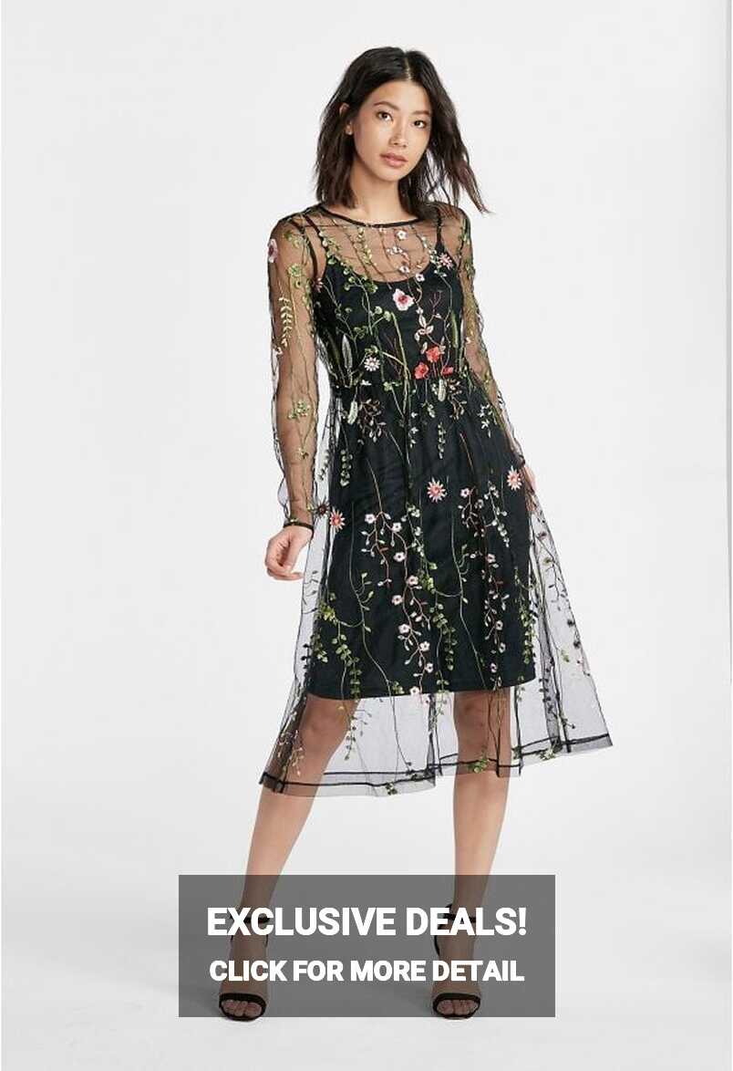 Floral Embroidered Dress Clothing in Black - Get great deals at ...