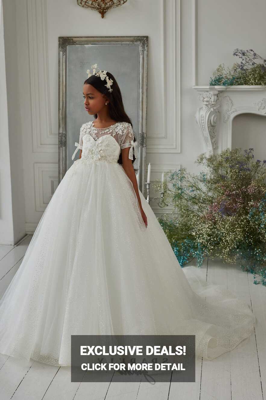 Floral Lace Appliques Princess Ball Gown First Communion Dress ...