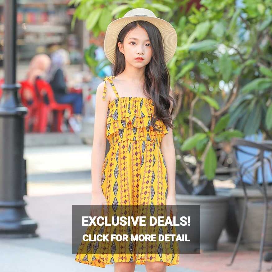 Floral Print Chiffon Dress Teenage Girls Clothing 2020 Summer ...