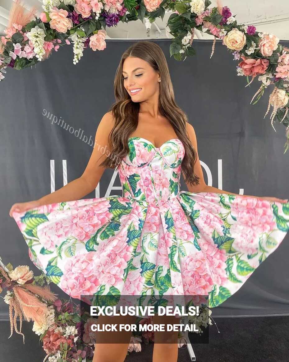 Floral Print Cocktail Party Dress Designer Prom Pageant, Formal ...