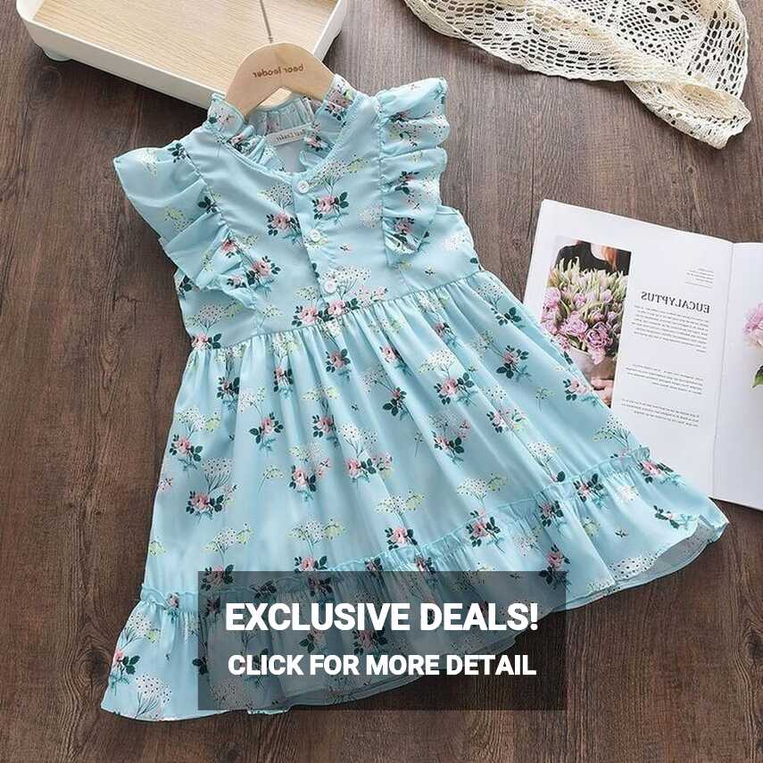 Floral Print cotton summer birthday party dress for girls