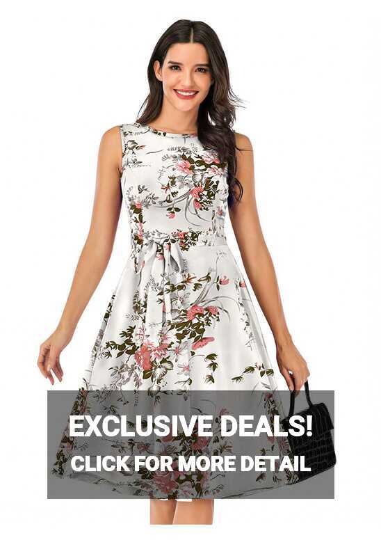 Floral Printed Knee Length White Dress – StreeWays