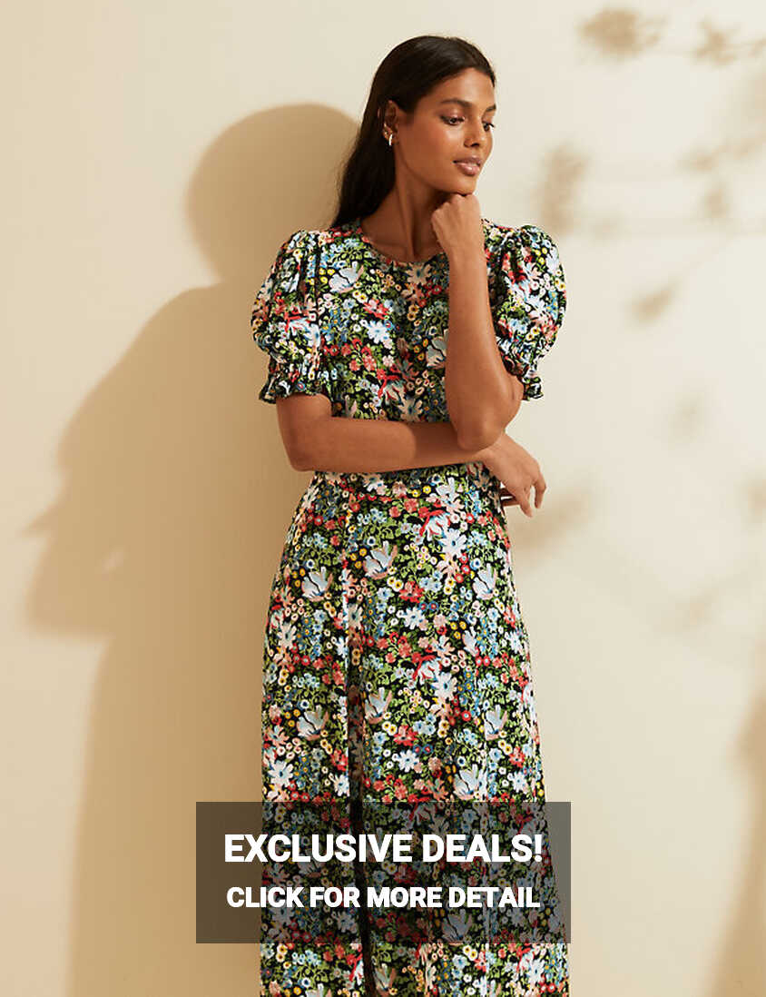 Floral Puff Sleeve Midi Tea Dress | M&amp;S X GHOST | M&amp;S