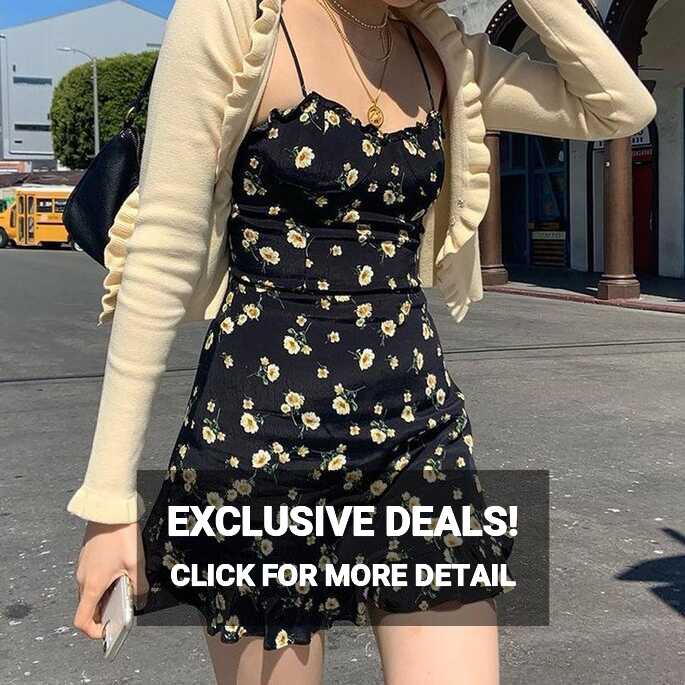 Floral Spaghetti Strap Mini Dress - L