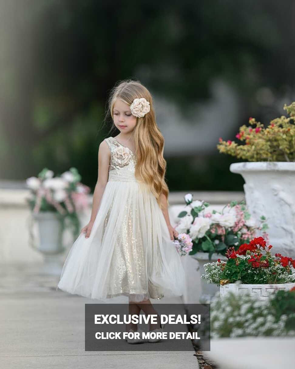 Flower Girl Dress, Ivory Gold Flower Girl Dress,flower Girl Dress ...