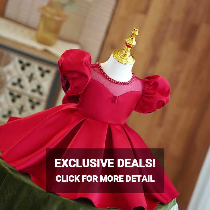 Flower Girl Dresses For Weddings Red Kids Baptism Birthday Dresses ...