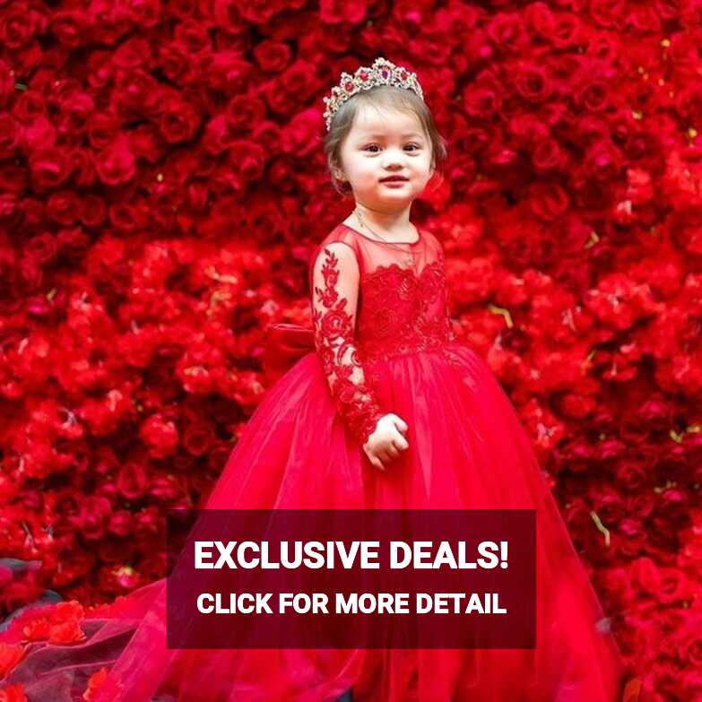 Flower Girl Tulle Dress, Girls Red Lace Dress, Toddler Party Dress ...