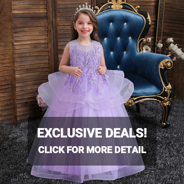 Flower Girls Long Pageant Dresses Kids Princess Bridesmaid Wedding ...