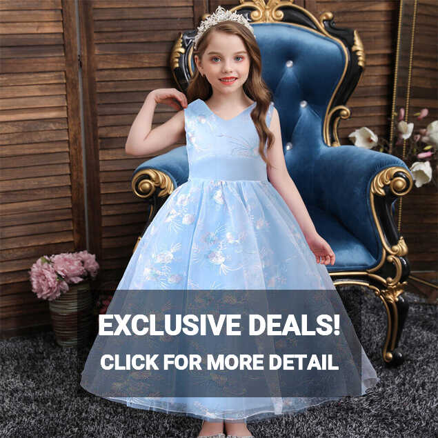 Flower Girls Pageant Wedding Long Dresses Kids Princess Bridesmaid ...