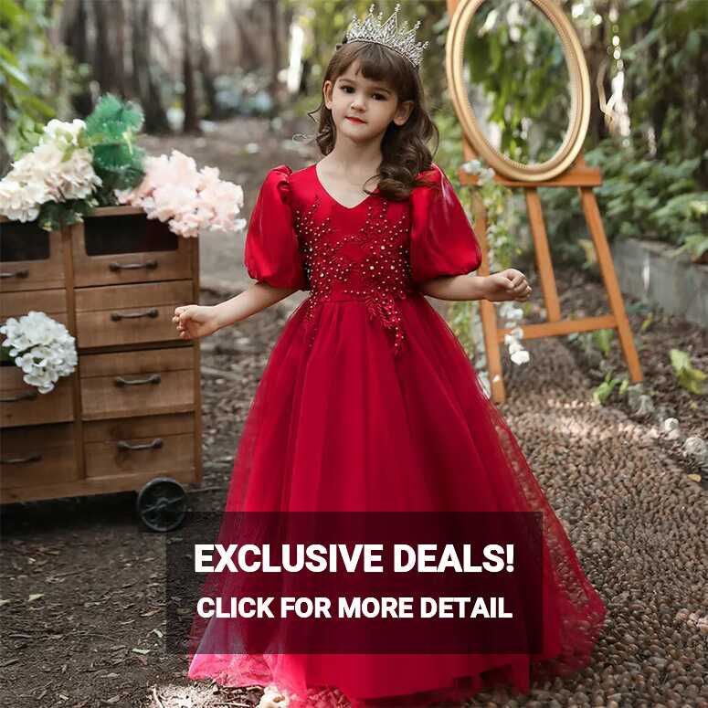 Flower Kids Girls Long Dress Wedding Princess Bridesmaid Prom Ball ...