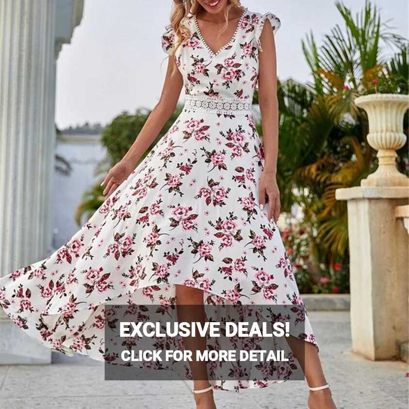 Flower Print Maxi Dress For Women 2022 Summer Dress Sexy ...