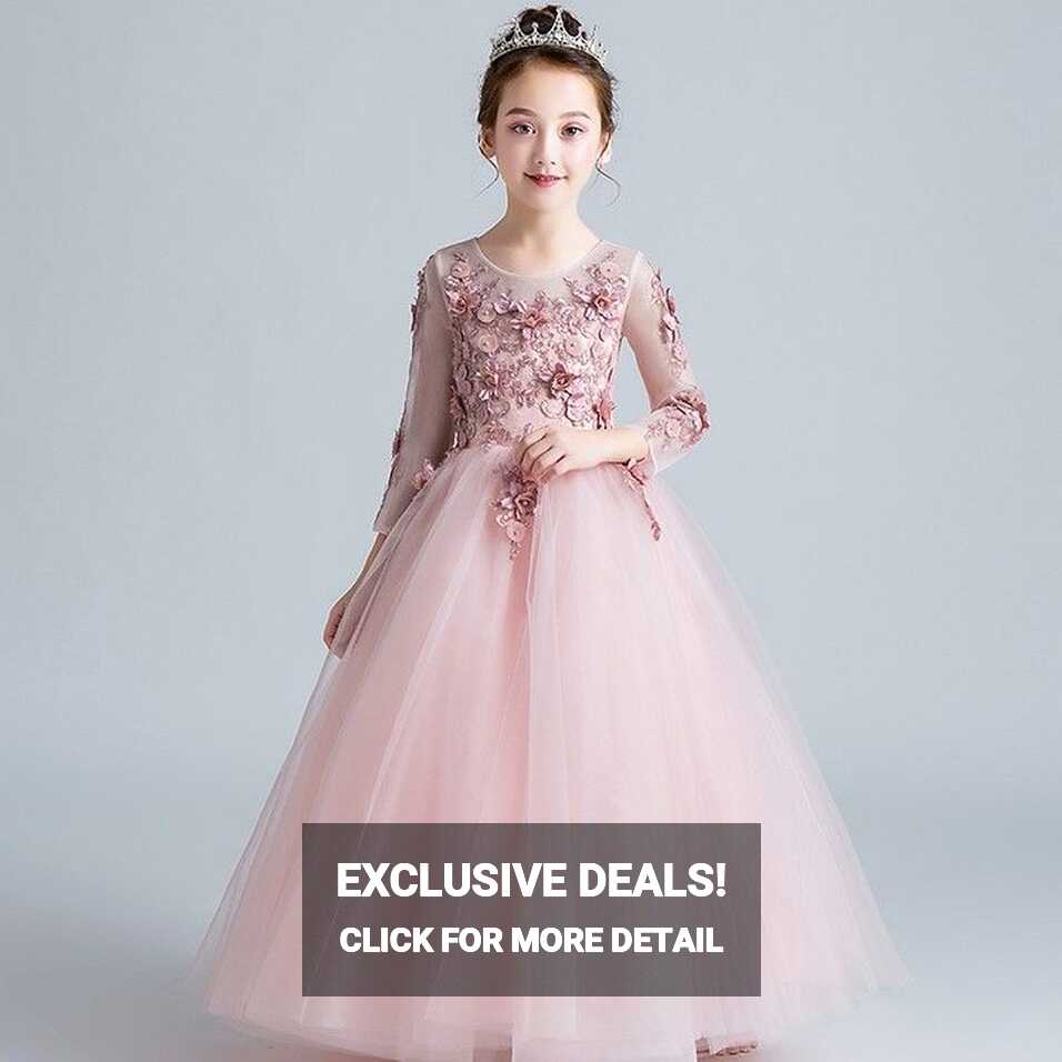 Flower girl formal dress white/pink colour 100-160cm - PartyLook