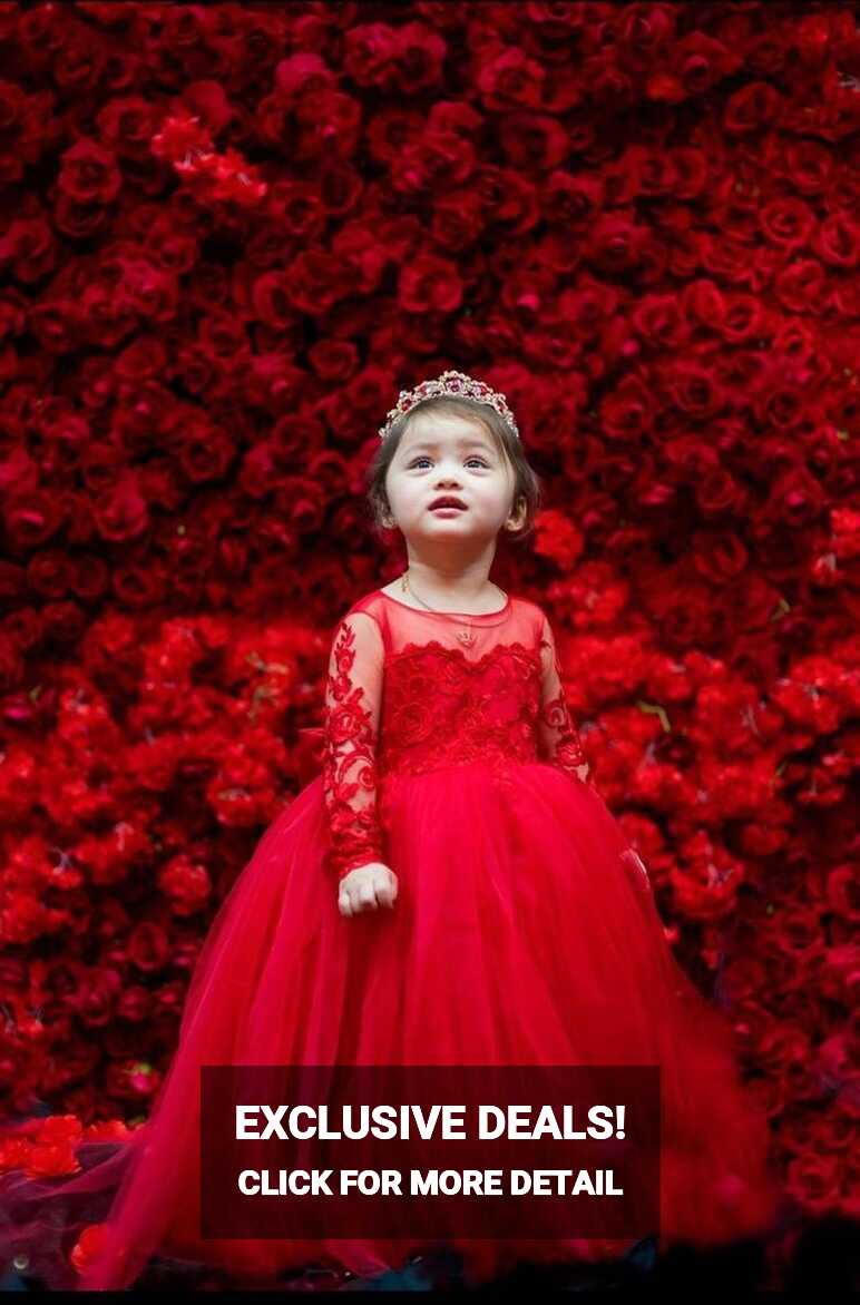 Flower girl tulle dress, girls red lace dress, toddler party dress, girls  ...