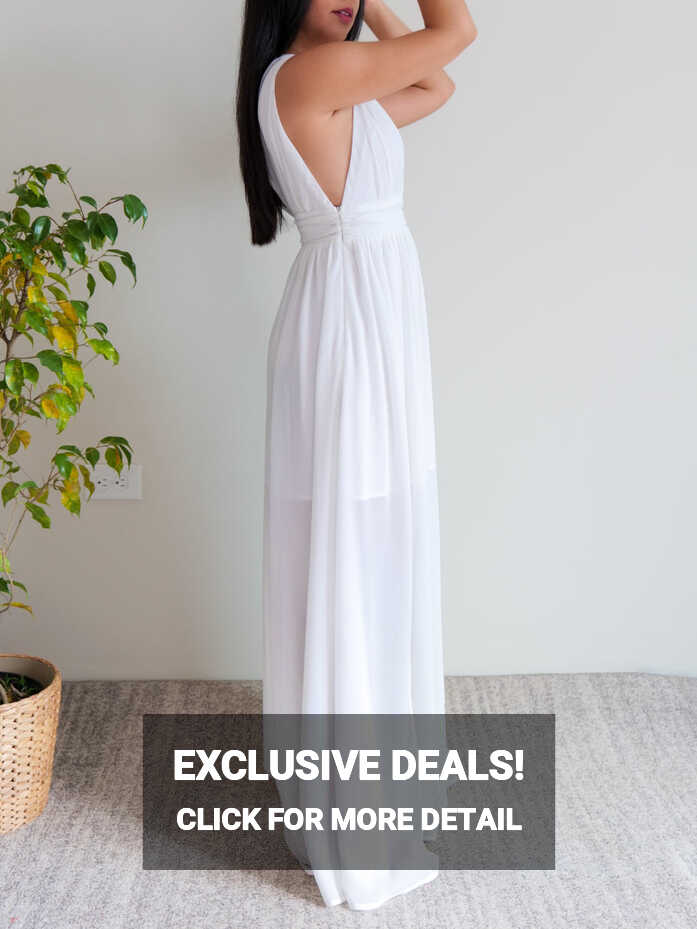 Flowy White Maxi Dress/White Formal Maxi Dress – Caribbeña Online ...