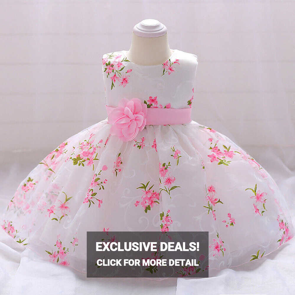 For Baby Girls Birthday Dress Newborns Toddler Flower Ball Gown ...