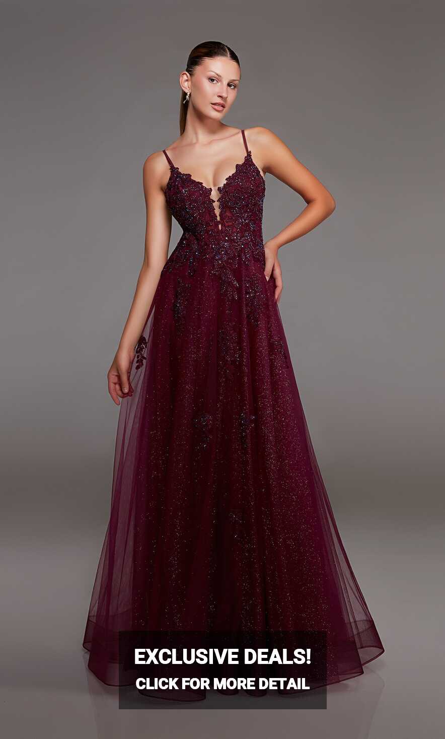 Formal Dress: 1824. Long, Plunging Neckline, A-line, Lace-up Back ...