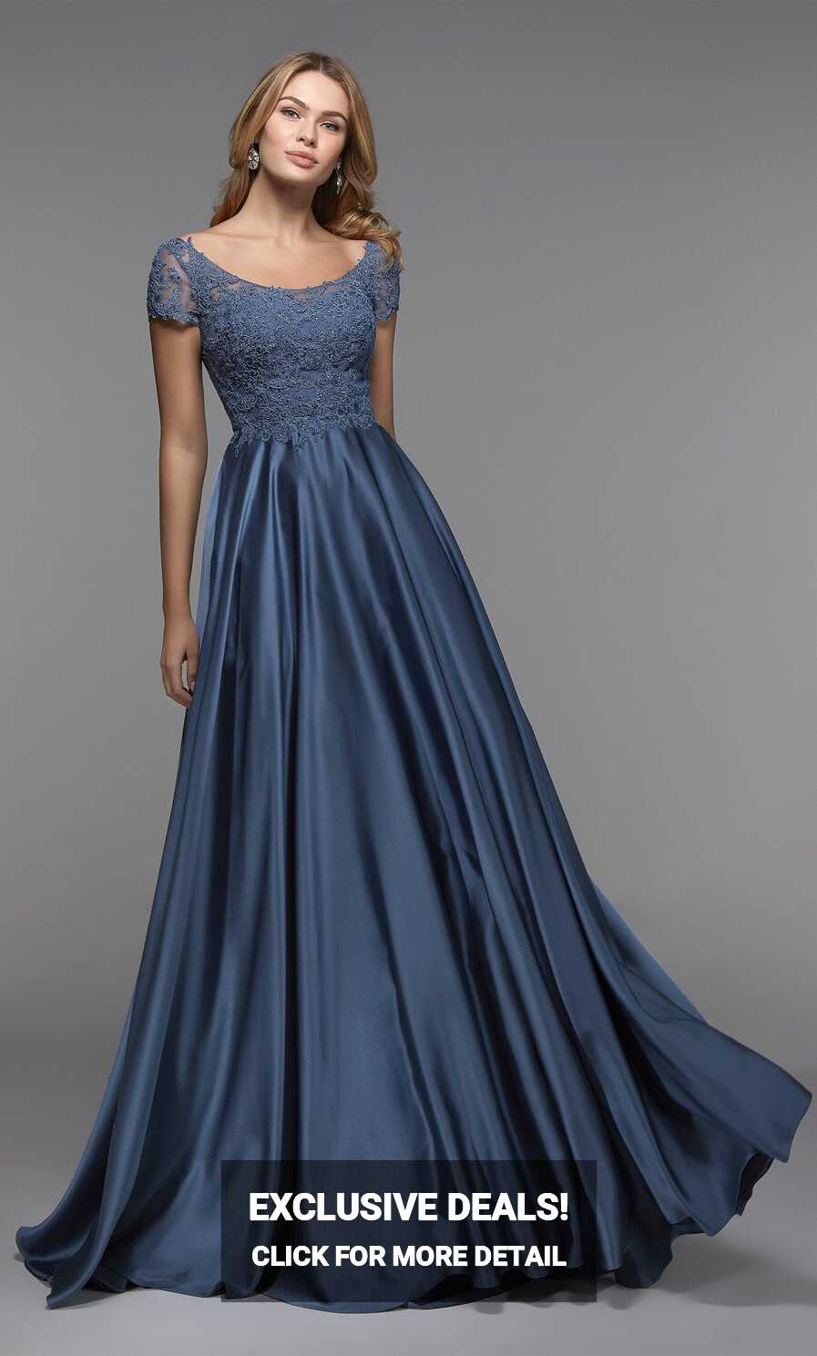 Formal Dress: 27505. Long Evening Dress, Illusion Neckline, Flowy ...