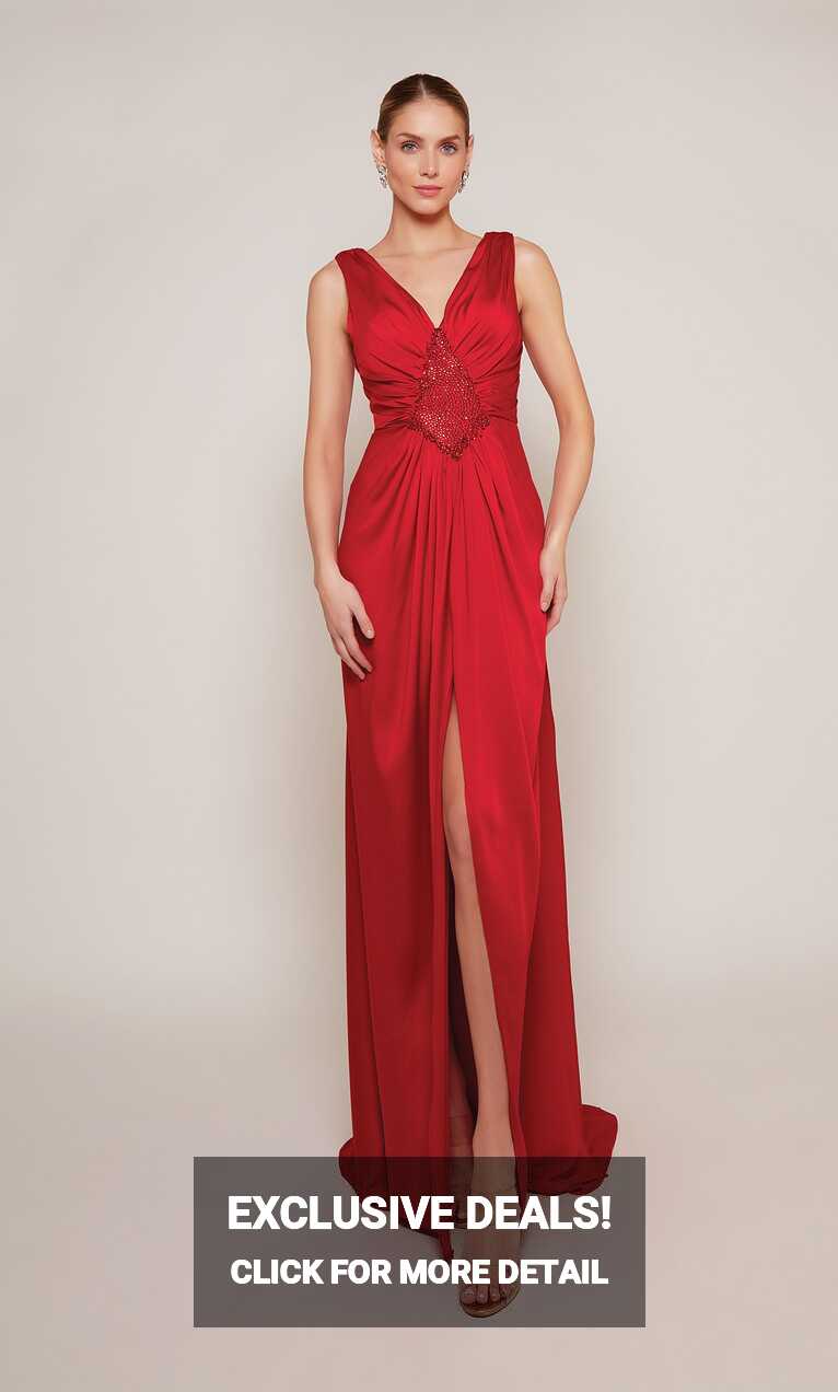 Formal Dress: 27649. Long, V-neck, Straight, V Shaped Back | Alyce ...