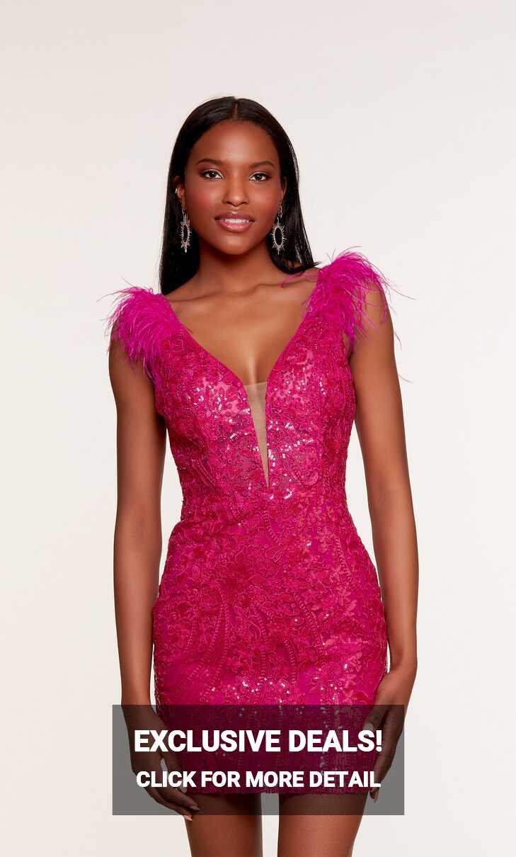 Formal Dress: 4613. Short, Plunging Neckline, Straight, Open Back ...