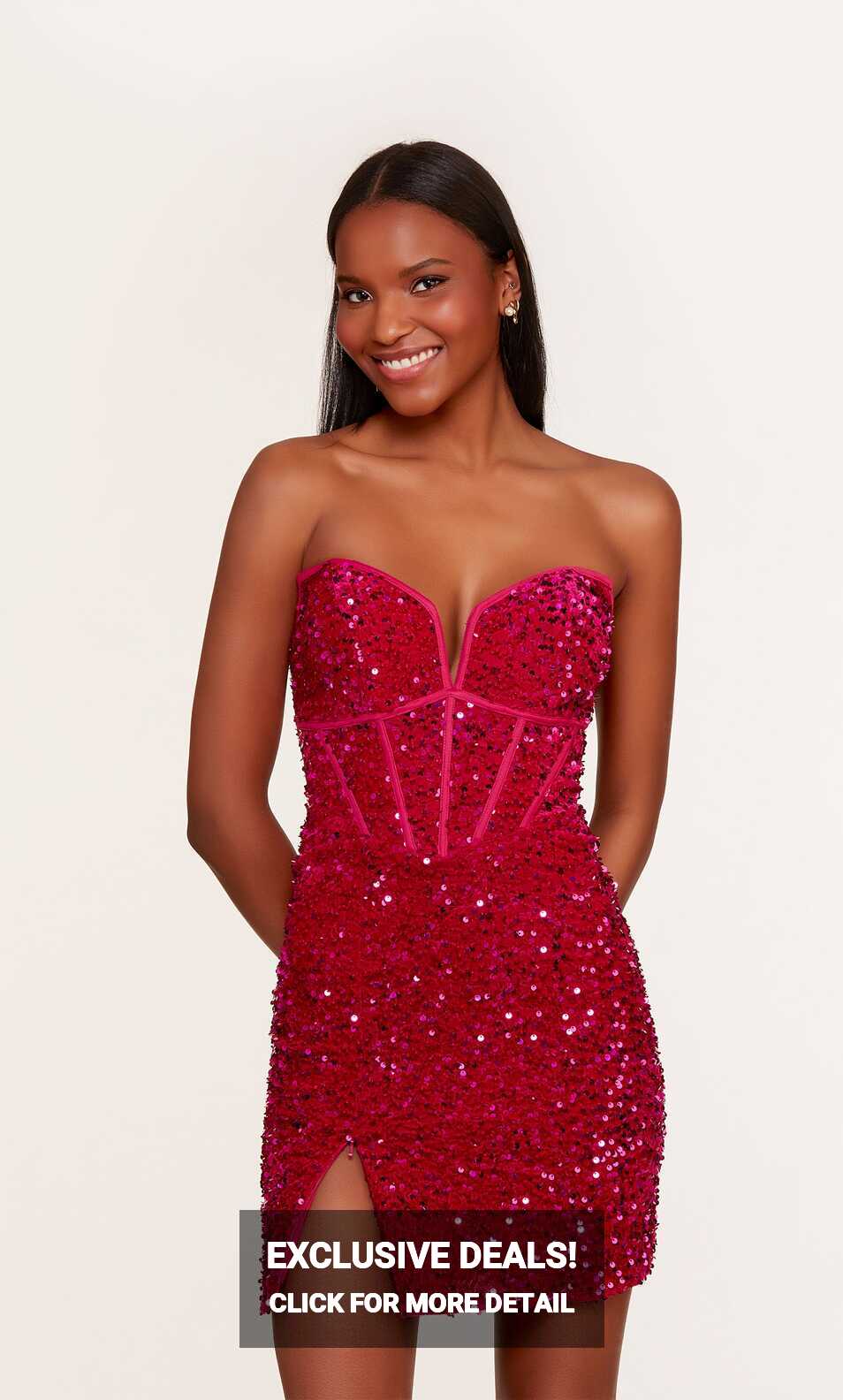 Formal Dress: 4745. Short, Strapless, Straight, Lace-up Back ...