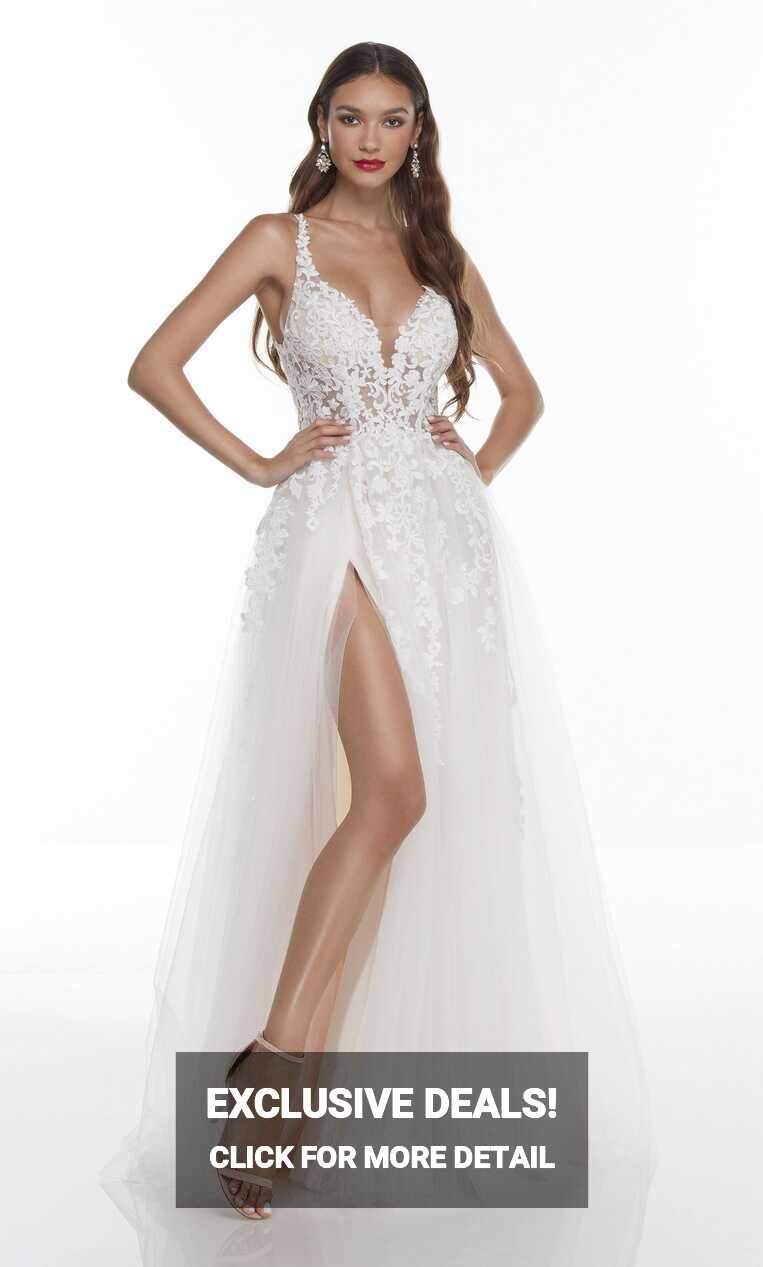 Formal Dress: 61110. Long Sexy White Dress, Plunging Neckline ...