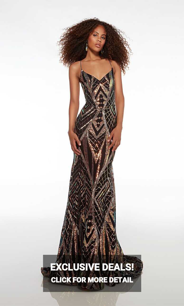 Formal Dress: 61698. Long, V-neckline, Mermaid, Strappy Back ...