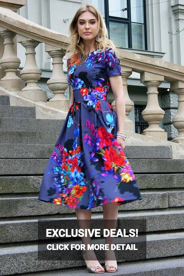 Formal Dress, Floral Dress, Printed Dress, Knee Length Dress ...